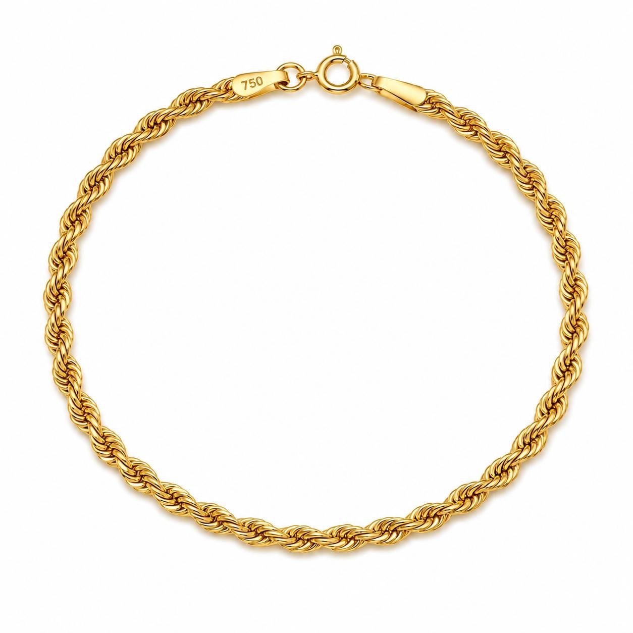 Bracelet torsade très fin en or 18k, 19cm, 0.82g image 0